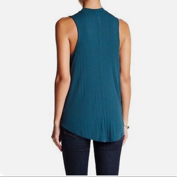 We The Free Faye Ribbed Keyhole Tank Blue Size Medium - Picture 2 of 7